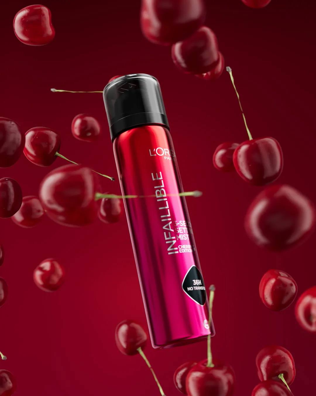 L'Oréal Paris Infaillible Setting Mist Cherry Edition, 3D Product Animation