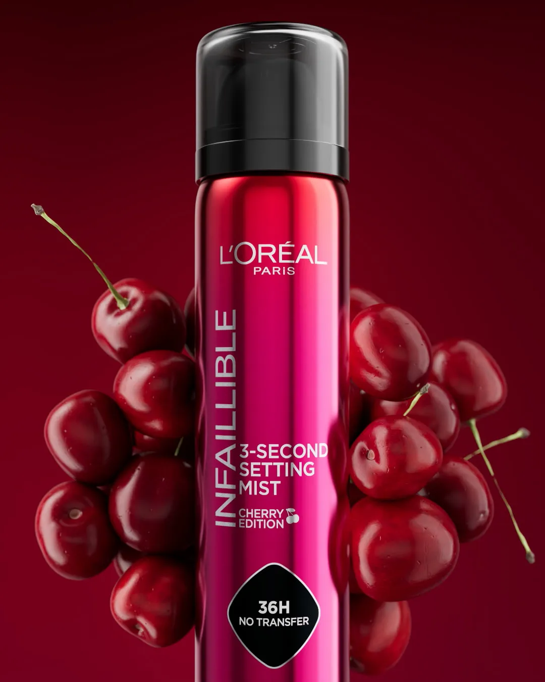 L'Oréal Paris Infaillible Setting Mist Cherry Edition, 3D Product Animation